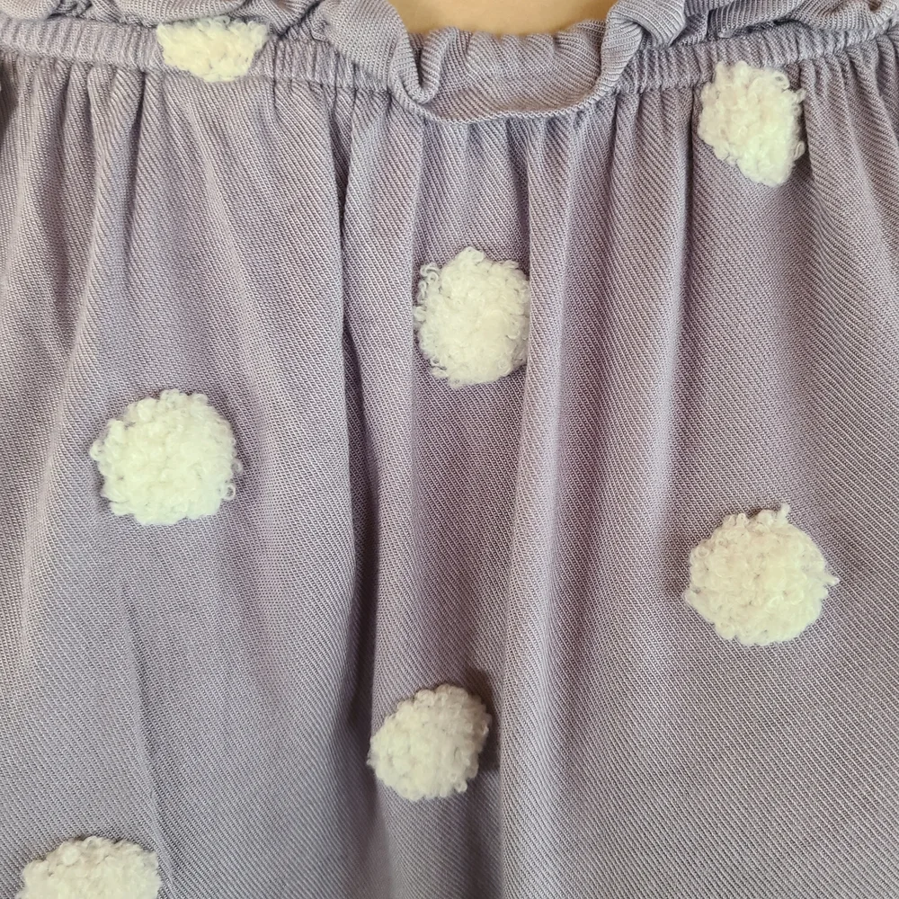 CATO Boho Dusty Lavender Hue Tiered Mini Dress with White Pom-Poms - Size L
